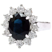4.55 Carat Natural Sapphire 14K Solid White Gold Diamond Ring - Fashion Strada