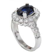 3.35 Carat Natural Sapphire 14K Solid White Gold Diamond Ring - Fashion Strada