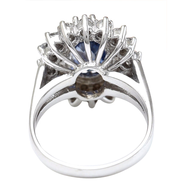 4.16 Carat Natural Sapphire 14K Solid White Gold Diamond Ring - Fashion Strada