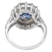 5.20 Carat Natural Ceylon Sapphire 14K Solid White Gold Diamond Ring - Fashion Strada