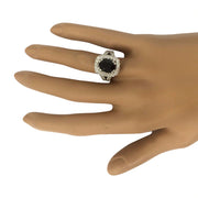 3.52 Carat Natural Sapphire 14K Solid White Gold Diamond Ring - Fashion Strada