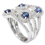 2.5 Carat Natural Sapphire 14K Solid White Gold Diamond Ring - Fashion Strada