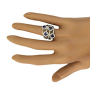 2.5 Carat Natural Sapphire 14K Solid White Gold Diamond Ring - Fashion Strada
