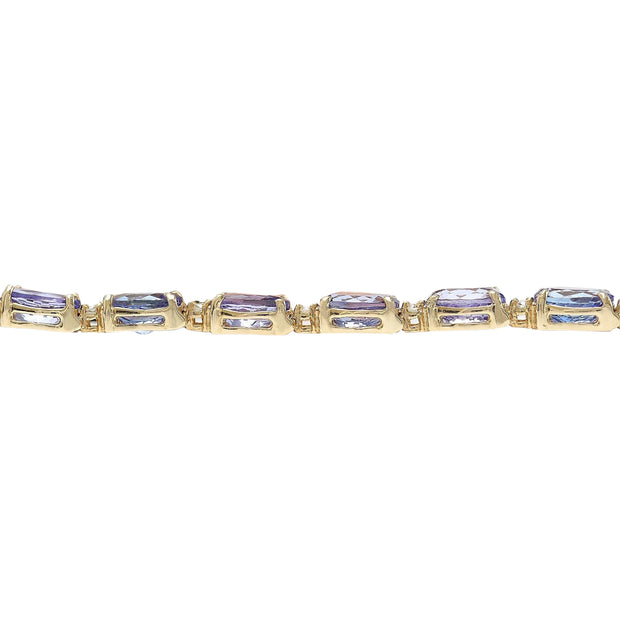 29.50 Carat Natural Tanzanite 14K Solid Yellow Gold Diamond Bracelet - Fashion Strada