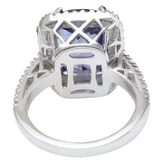 7.96 Carat Natural Tanzanite 14K Solid White Gold Diamond Ring - Fashion Strada