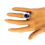 7.96 Carat Natural Tanzanite 14K Solid White Gold Diamond Ring - Fashion Strada
