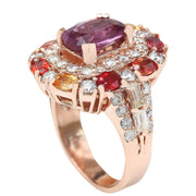 10.23 Carat Natural Sapphire 14K Solid Rose Gold Diamond Ring - Fashion Strada