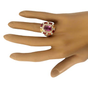 10.23 Carat Natural Sapphire 14K Solid Rose Gold Diamond Ring - Fashion Strada