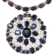 49.88 Carat Natural Sapphire 14K Solid White Gold Diamond Necklace - Fashion Strada