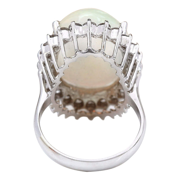 11.31 Carat Natural Opal 14K Solid White Gold Diamond Ring - Fashion Strada