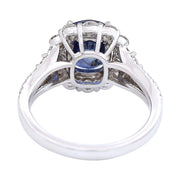 4.80 Carat Natural Sapphire 14K Solid White Gold Diamond Ring - Fashion Strada