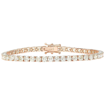 8.08 Carat Natural Diamond 14K Solid Rose Gold Bracelet - Fashion Strada