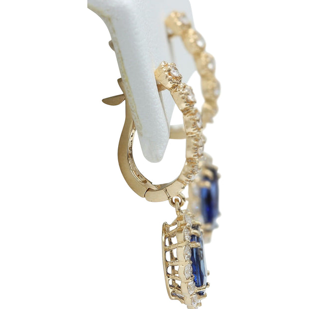 4.77 Carat Natural Sapphire 14K Solid Yellow Gold Diamond Earrings - Fashion Strada