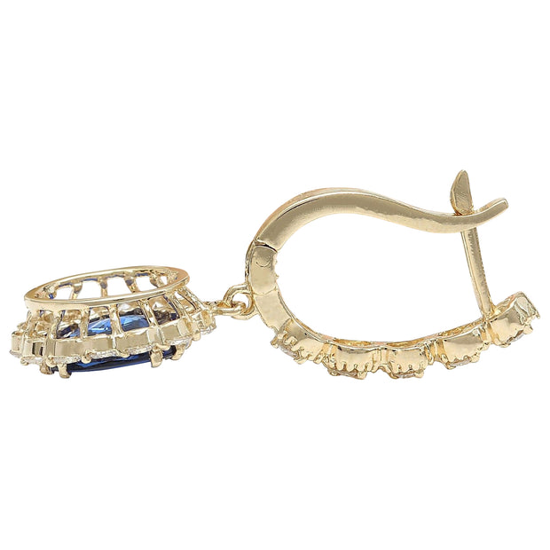 4.77 Carat Natural Sapphire 14K Solid Yellow Gold Diamond Earrings - Fashion Strada
