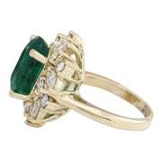 6.94 Carat Natural Emerald 14K Solid Yellow Gold Diamond Ring - Fashion Strada
