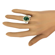 6.94 Carat Natural Emerald 14K Solid Yellow Gold Diamond Ring - Fashion Strada