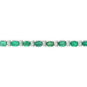12.20 Carat Natural Emerald 14K Solid White Gold Diamond Bracelet - Fashion Strada