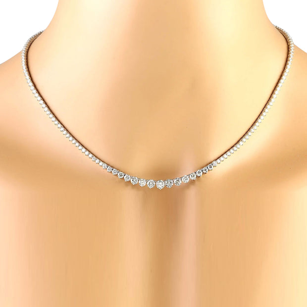 15.00 Carat Natural Diamond 14K Solid White Gold Necklace - Fashion Strada