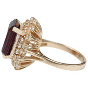 9.35 Carat Natural Tourmaline 14K Solid Rose Gold Diamond Ring - Fashion Strada