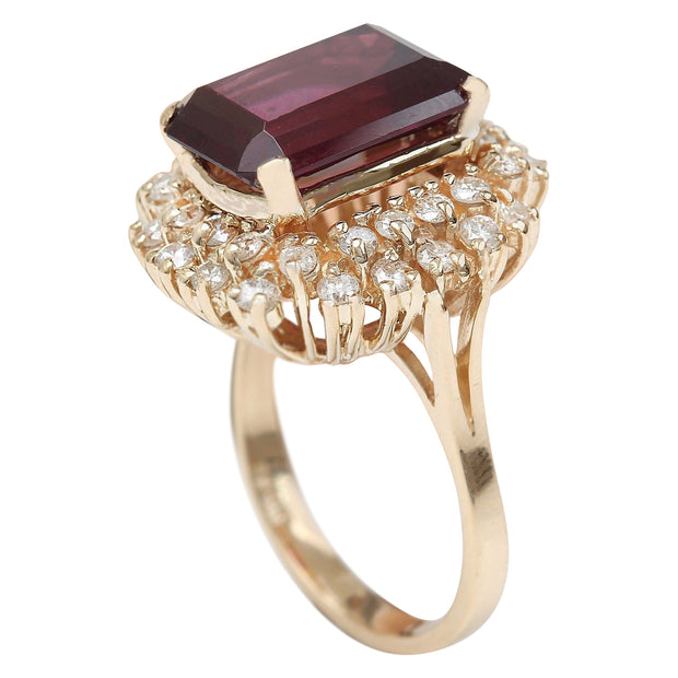 9.35 Carat Natural Tourmaline 14K Solid Rose Gold Diamond Ring - Fashion Strada