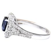 3.23 Carat Natural Sapphire 14K Solid White Gold Diamond Ring - Fashion Strada