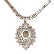 22.00 Carat Natural Aquamarine 14K Solid White Gold Diamond Necklace - Fashion Strada