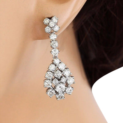 3.10 Carat Natural Diamond 14K Solid White Gold Earrings - Fashion Strada