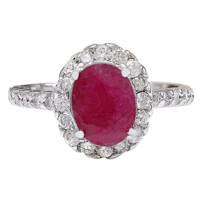 9.70 Carats Natural Diamond & Ruby 14K Solid White Gold Men's Ring –  Saravia Gems