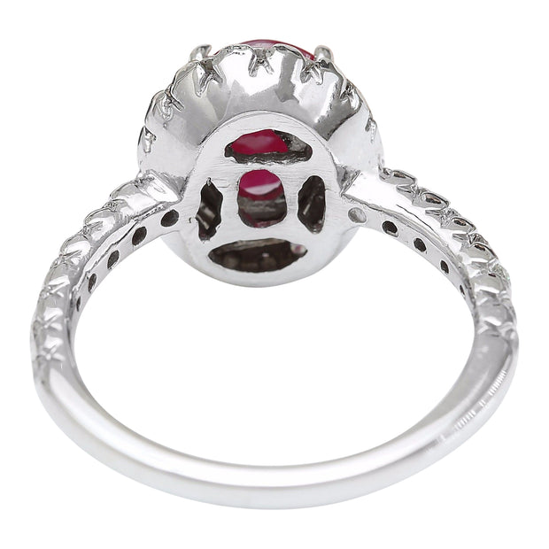 2.83 Carat Natural Ruby 14K Solid White Gold Diamond Ring - Fashion Strada