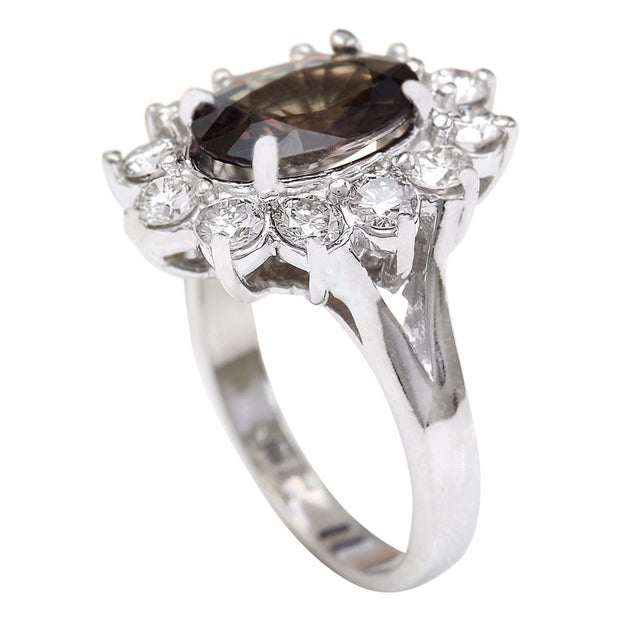 5.12 Carat Natural Ceylon Sapphire 14K Solid White Gold Diamond Ring - Fashion Strada