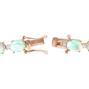 13.58 Carat Natural Opal 14K Solid Rose Gold Diamond Bracelet - Fashion Strada