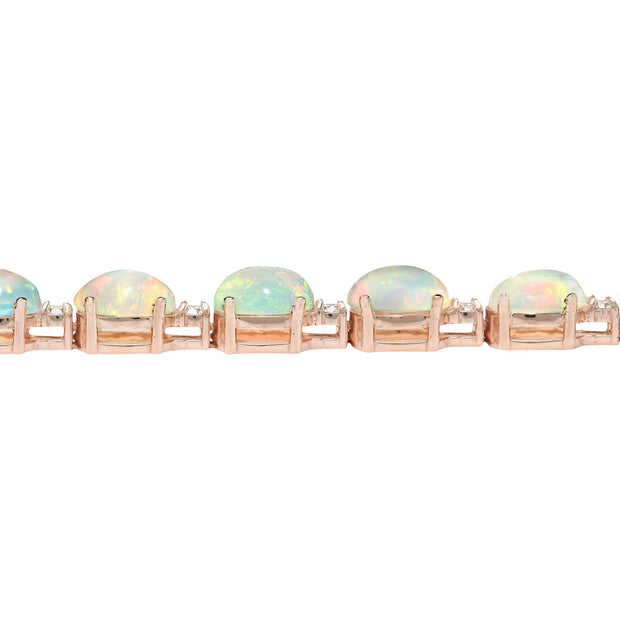 13.58 Carat Natural Opal 14K Solid Rose Gold Diamond Bracelet - Fashion Strada