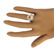 3.94 Carat Natural Morganite 14K Solid White Gold Diamond Ring - Fashion Strada