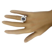 3.48 Carat Natural Sapphire 14K Solid White Gold Diamond Ring - Fashion Strada