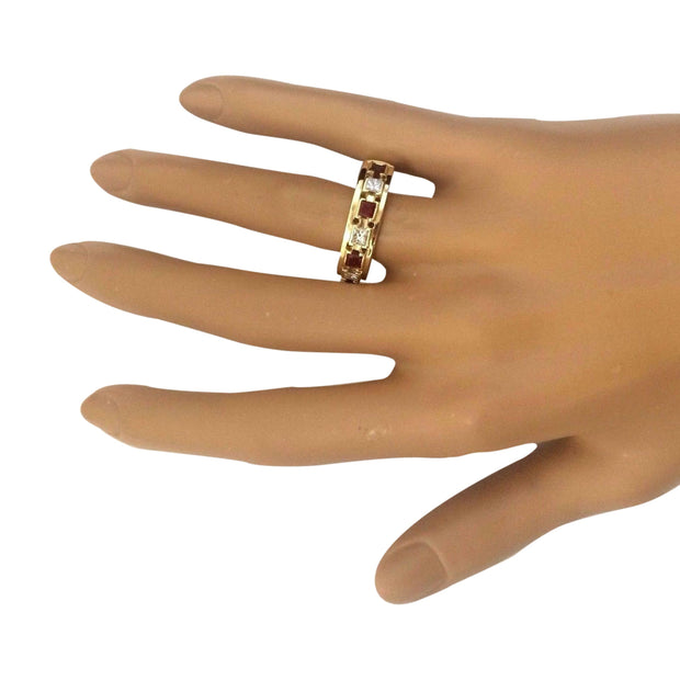 1.30 Carat Natural Ruby 14K Solid Yellow Gold Diamond Ring - Fashion Strada