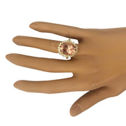 9.35 Carat Natural Morganite 14K Solid Yellow Gold Diamond Ring - Fashion Strada