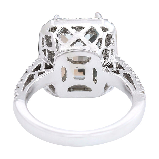 4.68 Carat Natural Aquamarine 14K Solid White Gold Diamond Ring - Fashion Strada