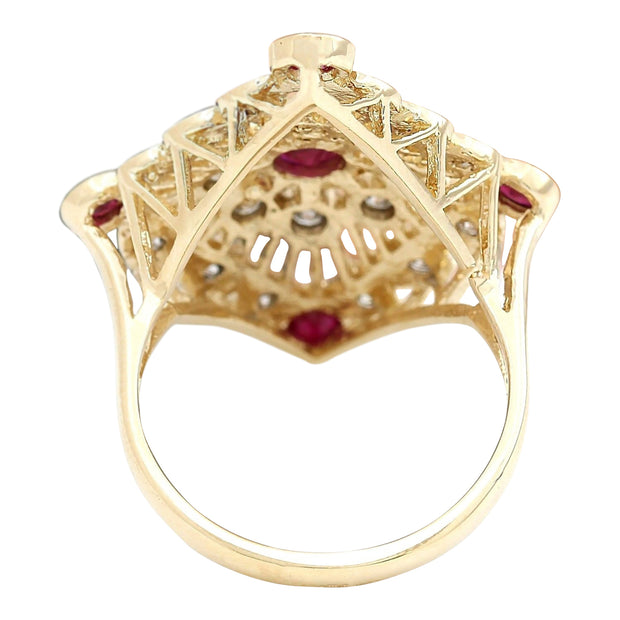 1.90 Carat Natural Ruby 14K Solid Yellow Gold Diamond Ring - Fashion Strada