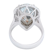 5.30 Carat Natural Aquamarine 14K Solid White Gold Diamond Ring - Fashion Strada