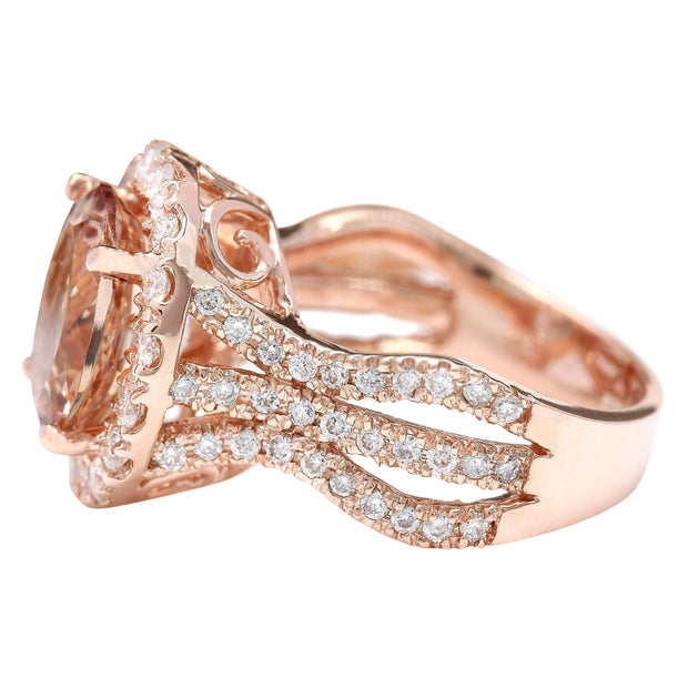 5.29 Carat Natural Morganite 14K Solid Rose Gold Diamond Ring - Fashion Strada