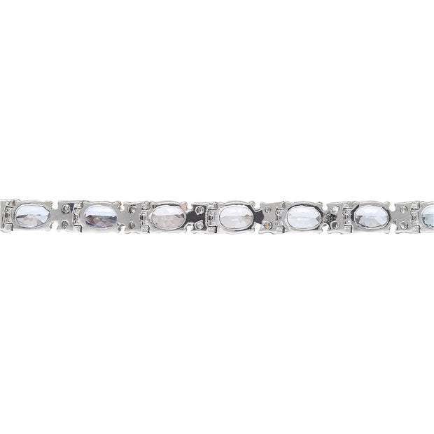 11.10 Carat Natural Tanzanite 14K Solid White Gold Diamond Bracelet - Fashion Strada