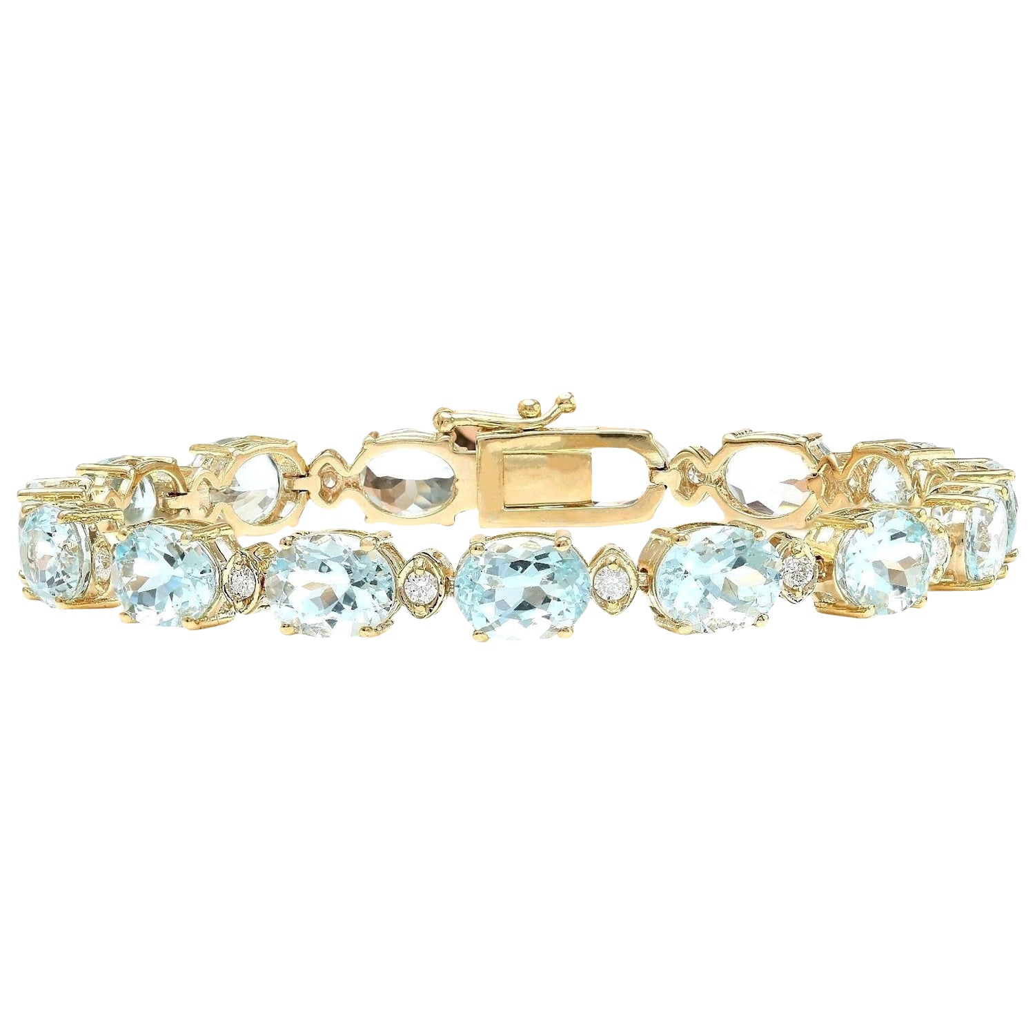 Aquamarine and Pave Diamond Bracelet - giftedunique.com