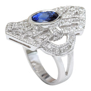 2.73 Carat Natural Sapphire 14K Solid White Gold Diamond Ring - Fashion Strada