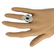 2.73 Carat Natural Sapphire 14K Solid White Gold Diamond Ring - Fashion Strada