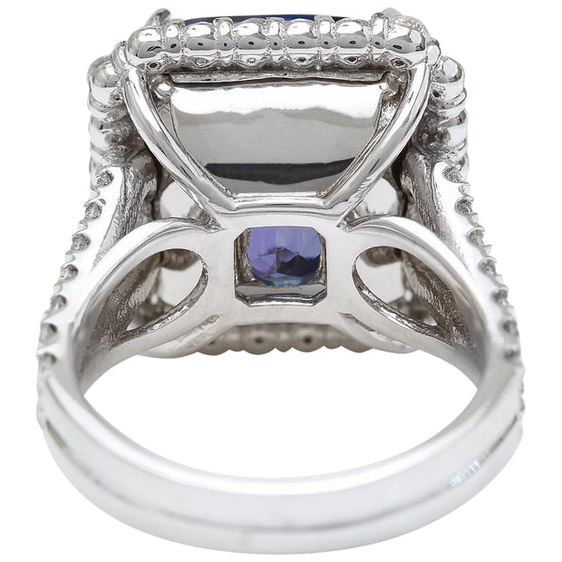 16.92 Carat Natural Tanzanite 14K Solid White Gold Diamond Ring - Fashion Strada