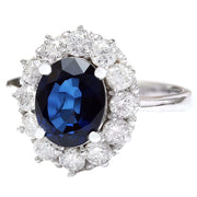3.78 Carat Natural Sapphire 14K Solid White Gold Diamond Ring - Fashion Strada