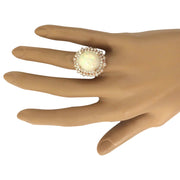 7.70 Carat Natural Opal 14K Solid Rose Gold Diamond Ring - Fashion Strada