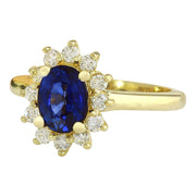 2.30 Carat Natural Sapphire 14K Solid Yellow Gold Diamond Ring - Fashion Strada