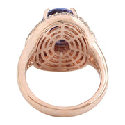 5.33 Carat Natural Tanzanite 14K Solid Rose Gold Diamond Ring - Fashion Strada