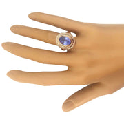 5.33 Carat Natural Tanzanite 14K Solid Rose Gold Diamond Ring - Fashion Strada